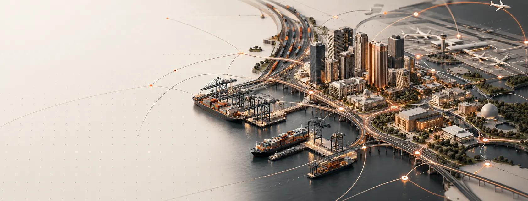Abstract Newark network connecting port, airport, rail, professional, and cultural search pathways