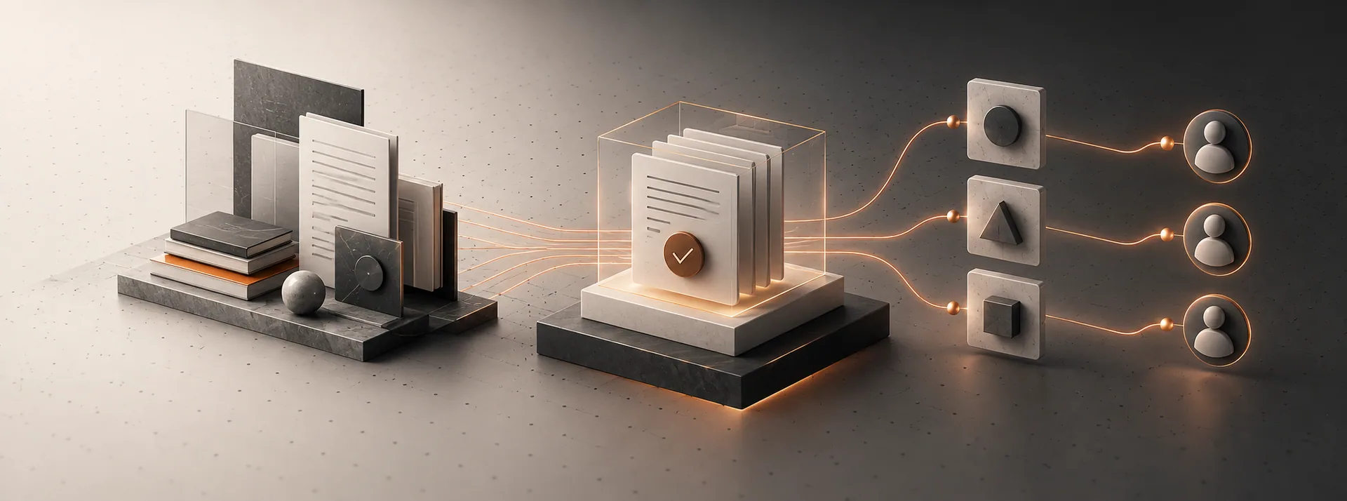 Abstract 3D illustration connecting professional expertise with qualified enquiries